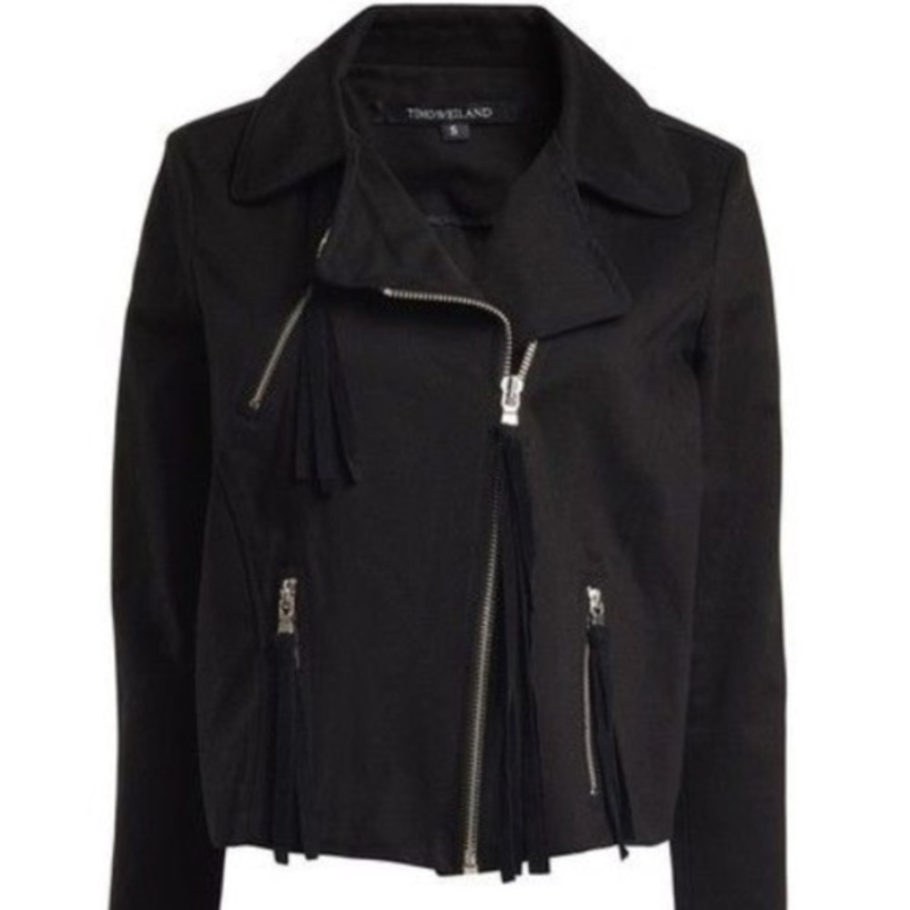NWOT Timo Weiland Moto Jacket With Fringe Detailing Size Small